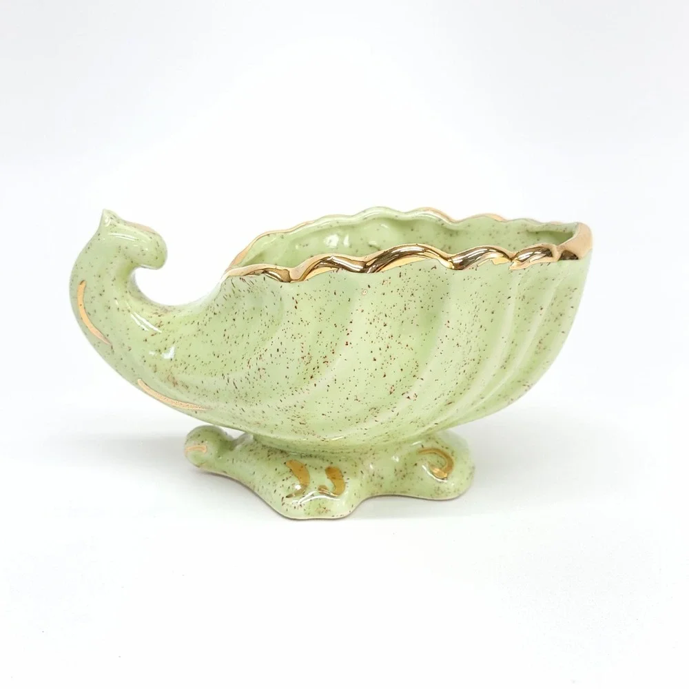 Shafer Elephant‎ Trunk Planter 23k Gold Accents MCM Succulent Ornate